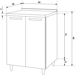 Set base e pensile cucina 60cm 2 ante bianco frassinato Talise