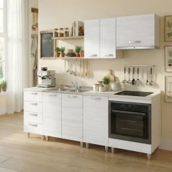 Set base e pensile cucina 60cm 2 ante bianco frassinato Talise