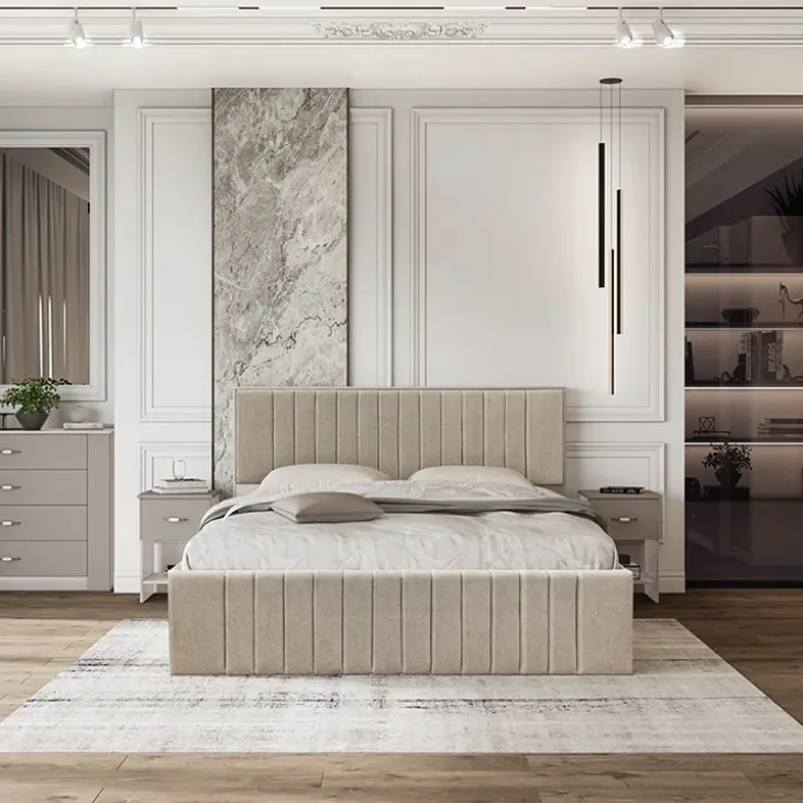 Set 2 comodini moderni 40x59h cm 1 cassetto beige Emporio