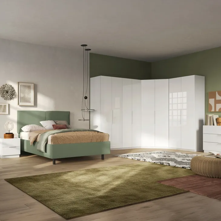 Set 2 comodini 50x52h cm 2 cassetti bianco lucido Silky