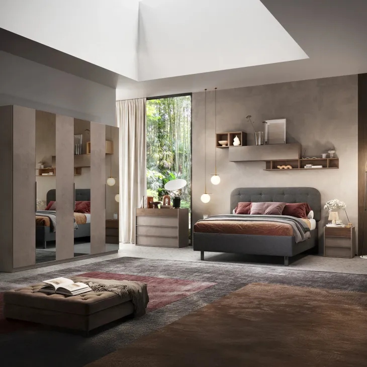 Set 2 comodini 52x58h cm 3 cassetti marrone bronzo rovere scuro Riace