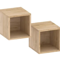 Set 2 mensole cubotti 28x29h cm pensili da parete rovere chiaro Sunset