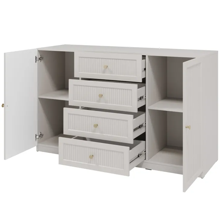 Set mobili soggiorno completo cannettato beige cashmere Rolly