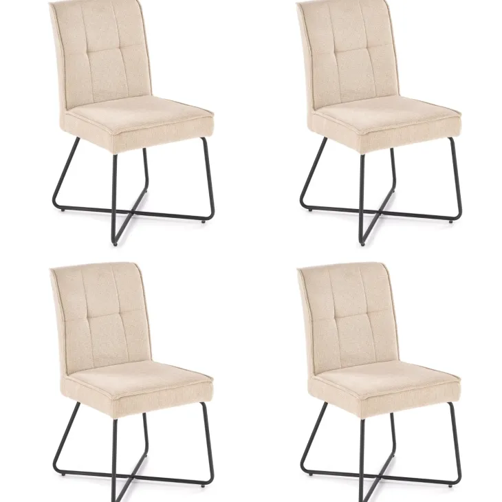 Set 4 sedie sala da pranzo imbottite in tessuto beige Anemone