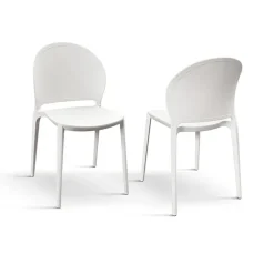 Set 4 sedie sala da pranzo impilabili moderne in polipropilene bianco Pelican