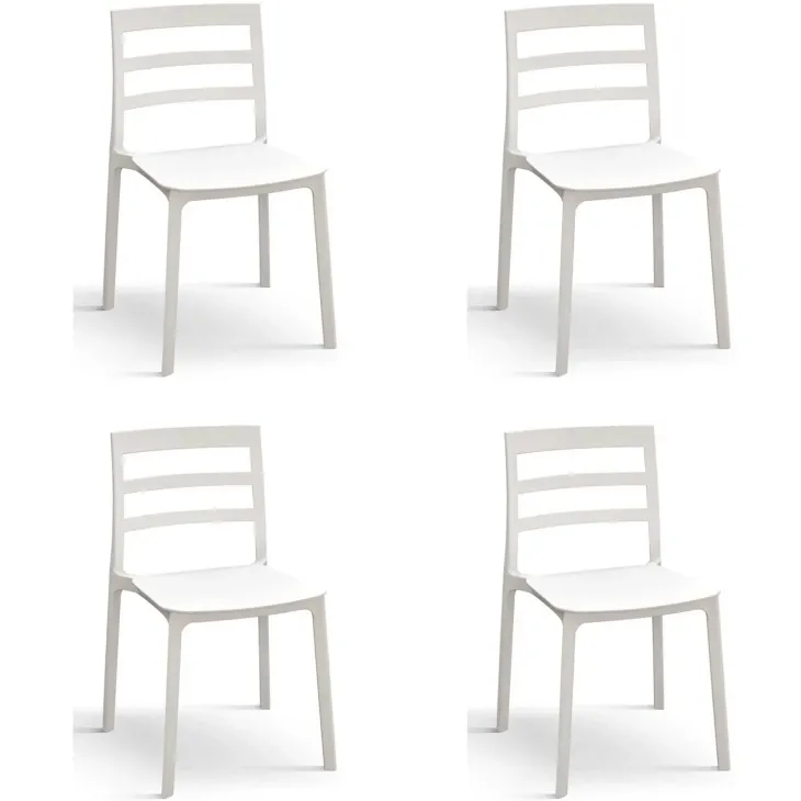 Set 4 sedie sala da pranzo impilabili moderne in polipropilene bianco Nature