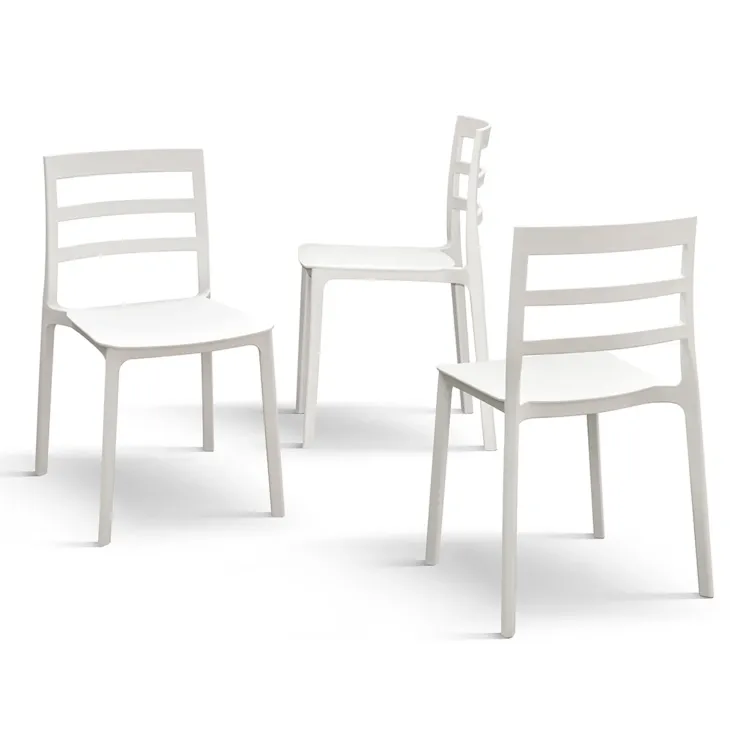 Set 4 sedie sala da pranzo impilabili moderne in polipropilene bianco Nature