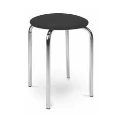 Set 2 sgabelli bassi con seduta in ecopelle e gambe in acciaio nero Mali