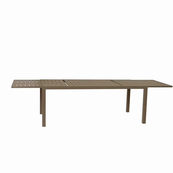 Set tavolo da giardino allungabile 200/300cm tortora + 4 sedie con braccioli tondi tortora Brezza