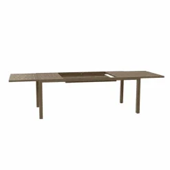 Set tavolo da giardino allungabile 200/300cm tortora + 4 sedie con braccioli tondi tortora Brezza