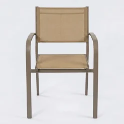 Set tavolo da giardino allungabile 160/240cm tortora + 4 sedie con braccioli tondi tortora Brezza