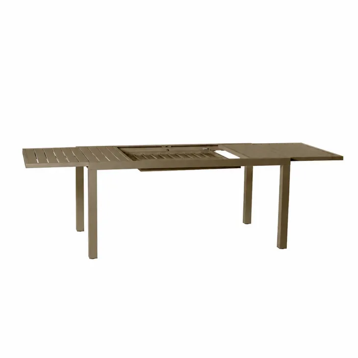 Set tavolo da giardino allungabile 160/240cm tortora + 4 sedie con braccioli tondi tortora Brezza