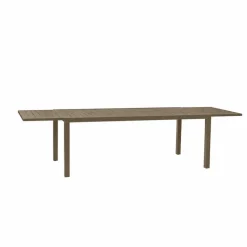 Set tavolo da giardino allungabile 200/300cm tortora + 6 sedie con braccioli tondi tortora Brezza