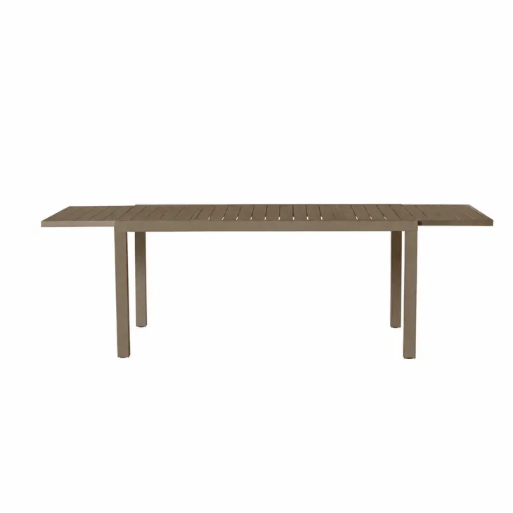 Set tavolo da giardino allungabile 160/240cm tortora + 4 sedie con braccioli quadrati tortora Brezza