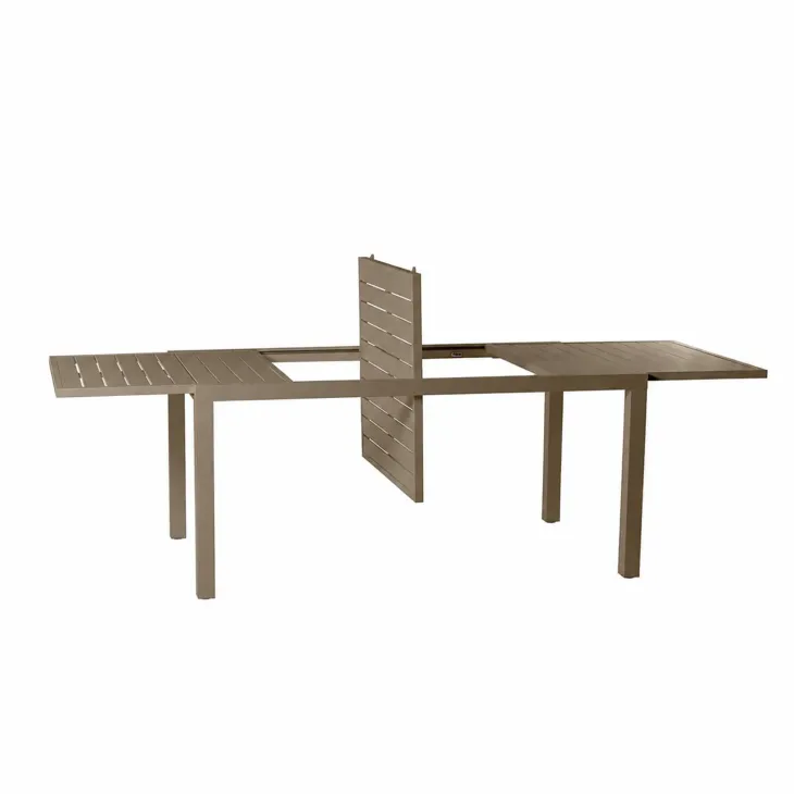 Set tavolo da giardino allungabile 160/240cm tortora + 4 sedie con braccioli quadrati tortora Brezza