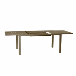 Set tavolo da giardino allungabile 160/240cm tortora + 4 sedie con braccioli quadrati tortora Brezza