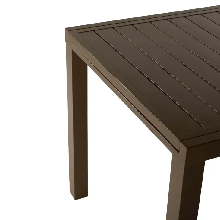 Set tavolo da giardino allungabile 160/240cm tortora + 4 sedie con braccioli quadrati tortora Brezza