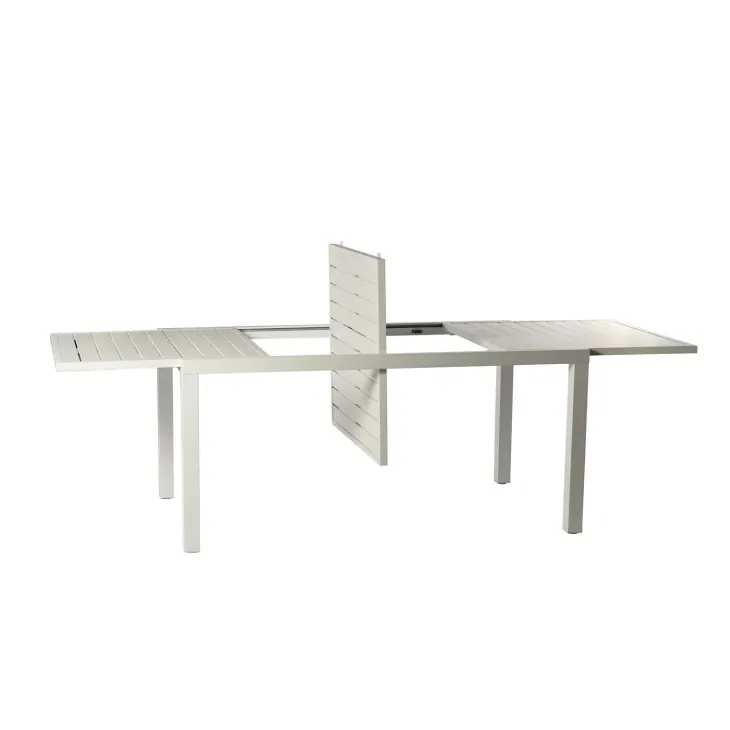 Set tavolo da giardino allungabile 160/240cm bianco + 4 sedie con braccioli tondi bianco Brezza