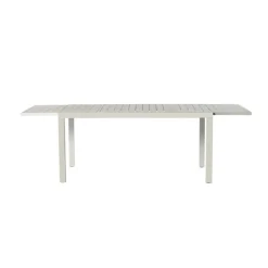 Set tavolo da giardino allungabile 160/240cm bianco + 4 sedie con braccioli tondi bianco Brezza