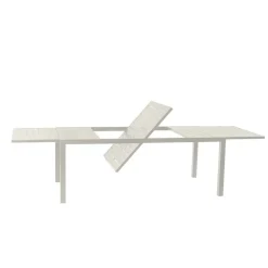 Set tavolo da giardino allungabile 200/300cm bianco + 6 sedie con braccioli tondi bianco Brezza