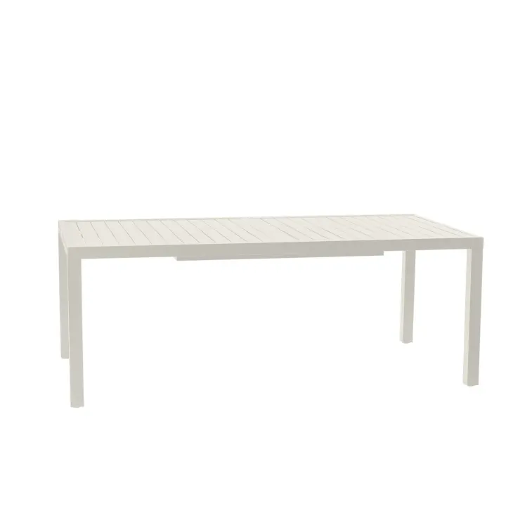 Set tavolo da giardino allungabile 200/300cm bianco + 6 sedie con braccioli tondi bianco Brezza