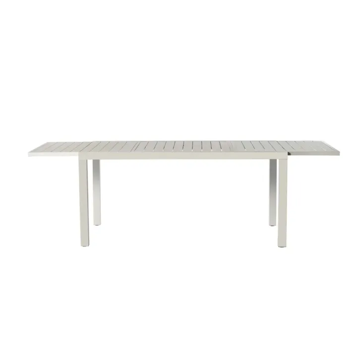 Set tavolo da giardino allungabile 160/240cm bianco + 4 sedie con braccioli quadrati bianco Brezza