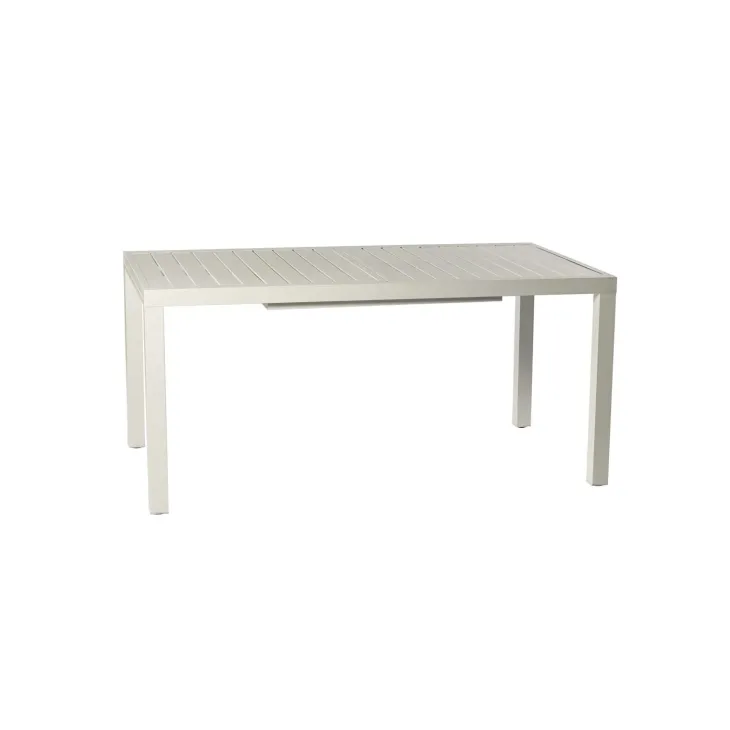 Set tavolo da giardino allungabile 160/240cm bianco + 4 sedie con braccioli quadrati bianco Brezza