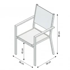 Set tavolo da giardino allungabile 200/300cm bianco + 6 sedie con braccioli quadrati bianco Brezza