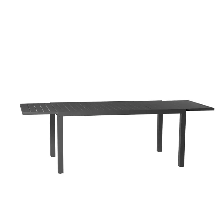 Set tavolo da giardino allungabile 160/240cm antracite + 4 sedie con braccioli quadrati antracite Brezza