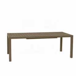 Set tavolo da giardino allungabile 200/300cm tortora + 4 sedie con braccioli quadrati tortora Brezza
