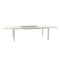 Set tavolo da giardino allungabile 200/300cm bianco + 4 sedie con braccioli quadrati bianco Brezza