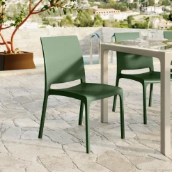 Set tavolo da giardino esterno dehors 150x90 cm antracite + 4 sedie verde Coral