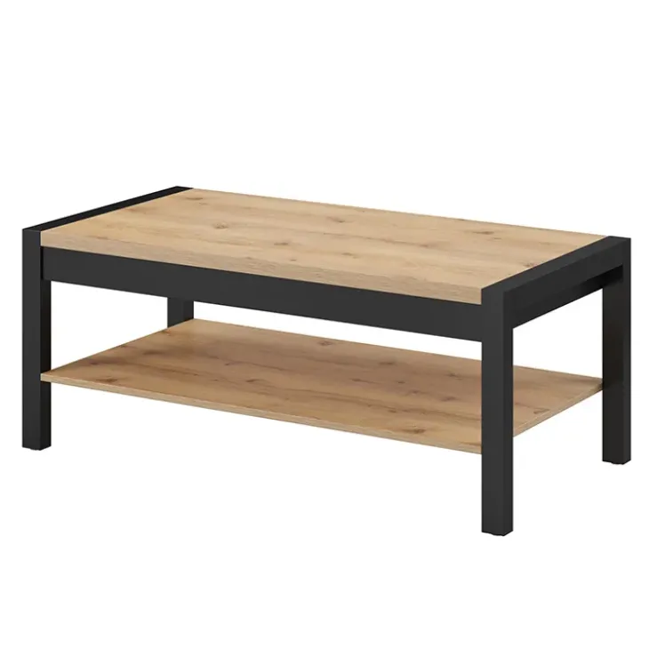 Tavolino da salotto design 120x60cm quercia nero opaco Neive