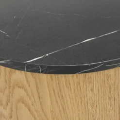 Tavolino da salotto ovale 100x52cm rovere effetto marmo nero Roundi