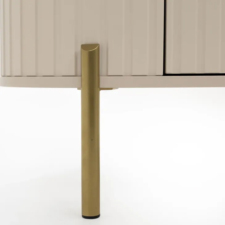 Tavolino da salotto ovale 100x52cm cannettato 1 cassetto beige cashmere Zurik