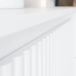 Tavolino da salotto 100x50cm design cannettato bianco Strike
