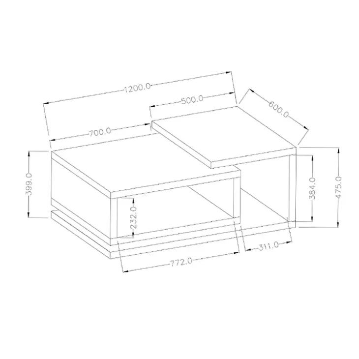 Tavolino 120x60cm da salotto design rovere antracite Megan Gihome®