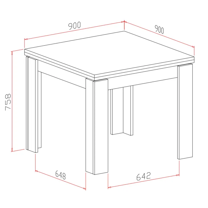 Tavolo allungabile 90x90cm moderno a libro grigio Calla