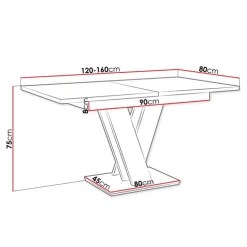 Tavolo 120/160cm allungabile moderno bianco cemento Coroline