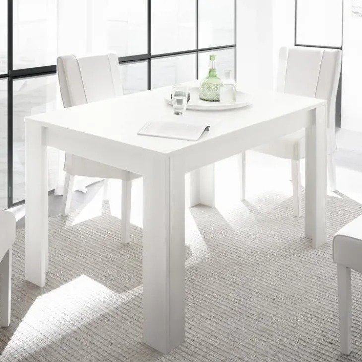 Tavolo 137/185cm da pranzo allungabile moderno bianco opaco Deluxe Halston
