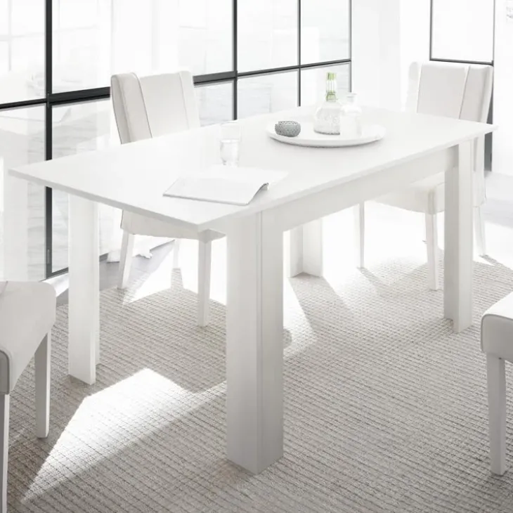 Tavolo 137/185cm da pranzo allungabile moderno bianco opaco Deluxe Halston