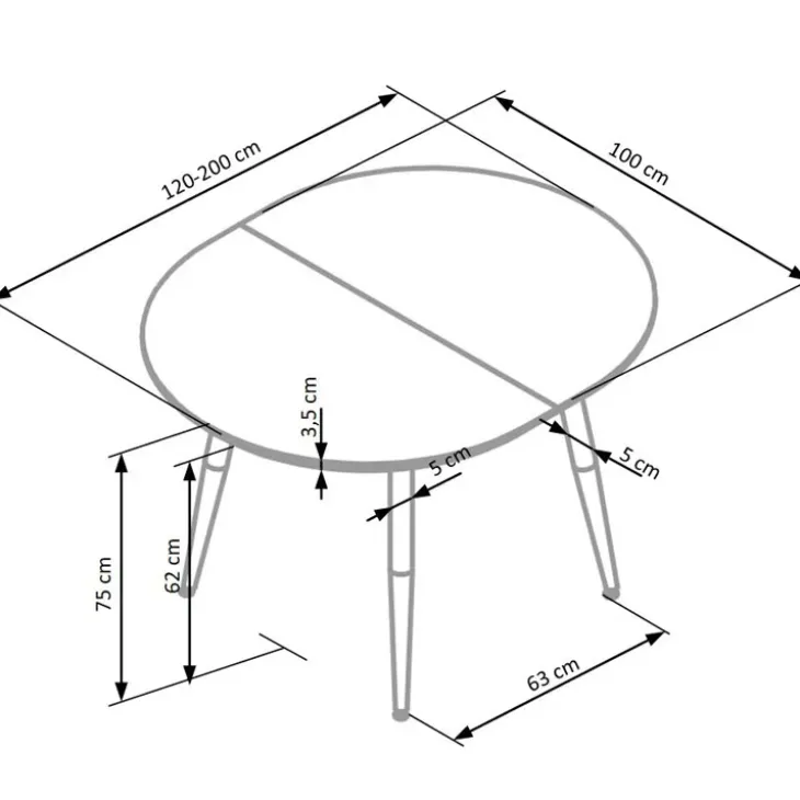 Tavolo 120/200cm rotondo ovale bianco rovere sanremo Papiro Gihome®