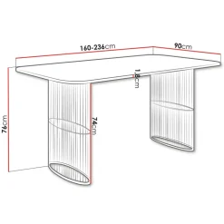 Tavolo da pranzo allungabile 160/236x90 cm industrial bianco metallo nero Hexa