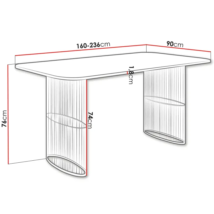 Tavolo da pranzo allungabile 160/236x90 cm industrial bianco metallo cashmere Hexa
