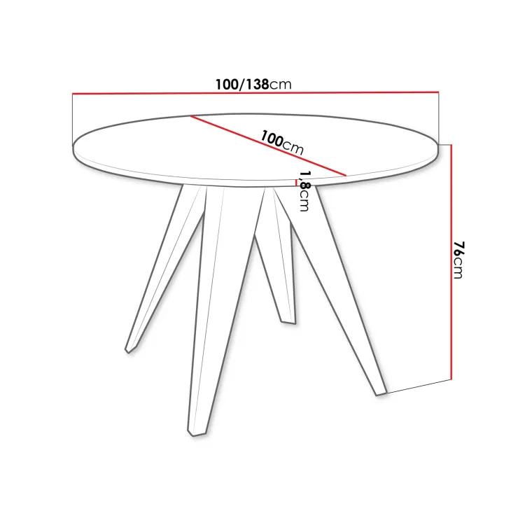Tavolo da pranzo allungabile 100/138x100 cm rotondo industrial nero metallo nero Cortex