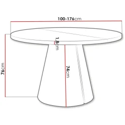 Tavolo da pranzo allungabile 100/176x100 cm rotondo industrial cashmere metallo cashmere Grint