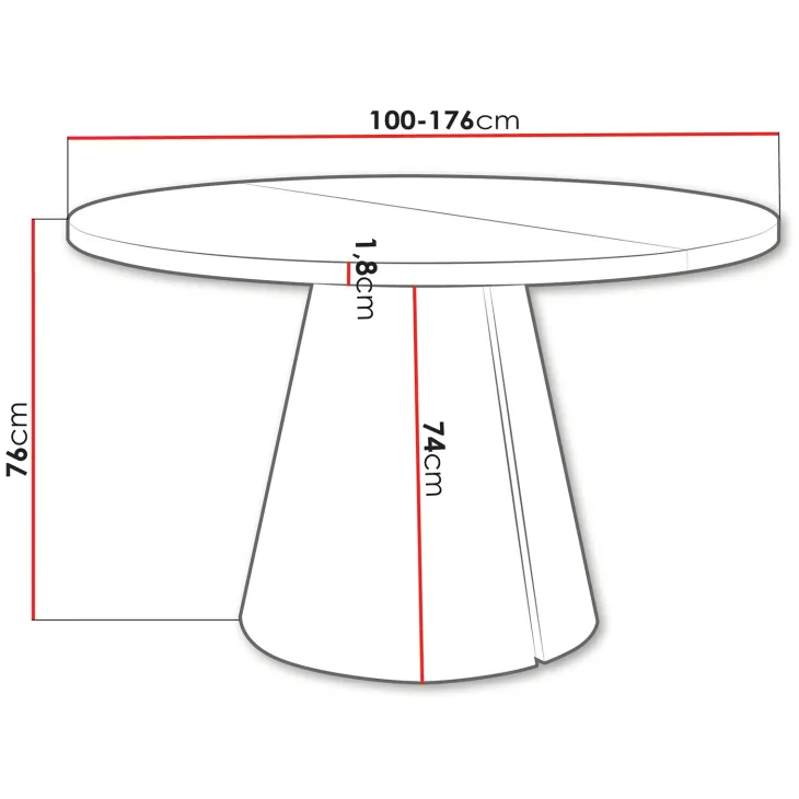 Tavolo da pranzo allungabile 100/176x100 cm rotondo industrial rovere scuro metallo cashmere Grint
