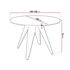 Tavolo da pranzo allungabile 100/138x100 cm rotondo industrial rovere scuro metallo cashmere Cortex