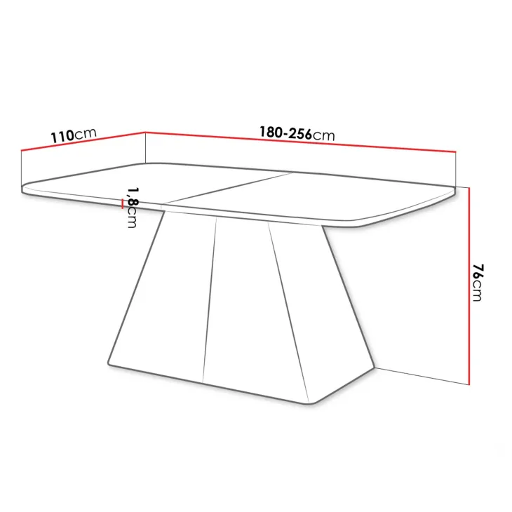 Tavolo da pranzo allungabile 180/256x110cm industrial rovere metallo nero Rail