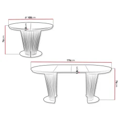 Tavolo da pranzo allungabile 100/176x100 cm rotondo industrial bianco metallo cashmere Monox